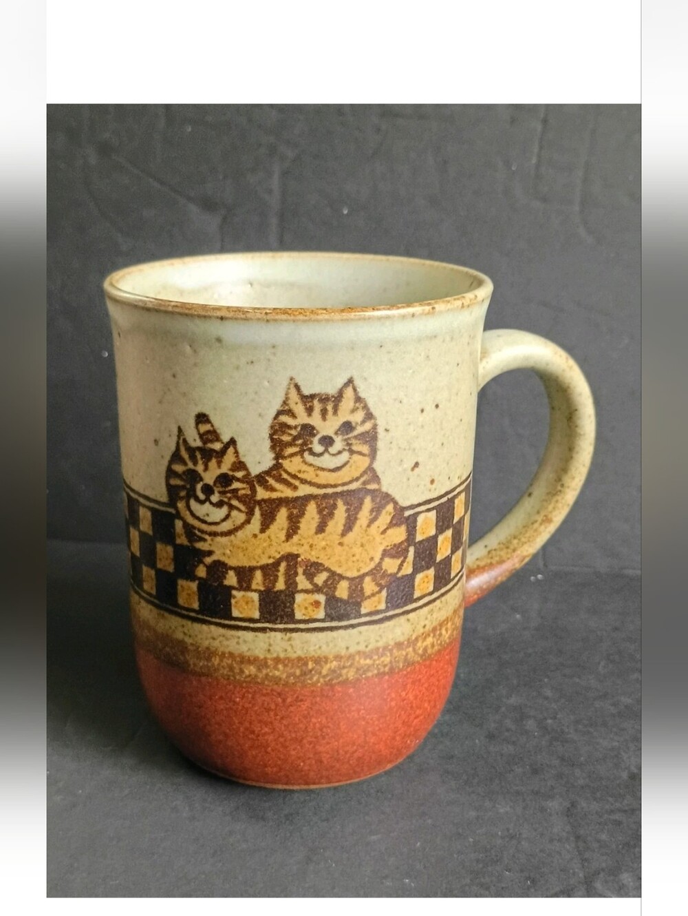 Vintage Tabby Cats Beige/Orange Brown Stoneware Mug